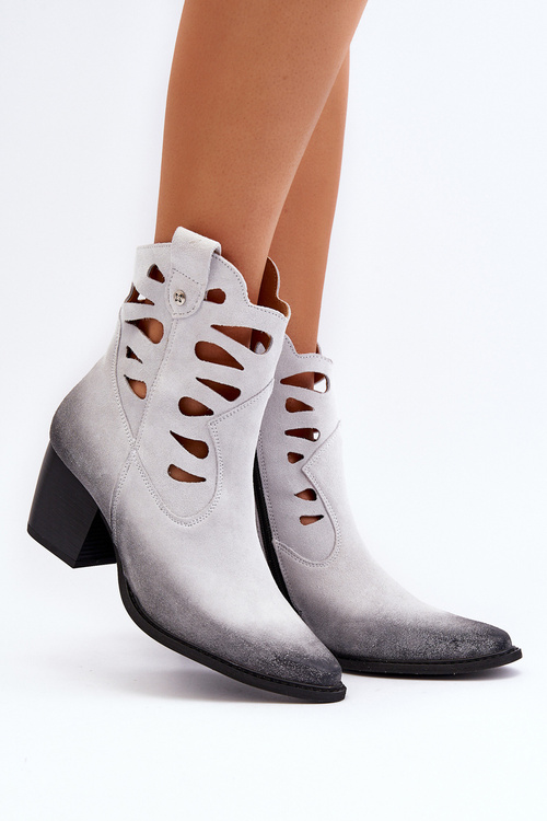 Skórzane Botki Z Wycięciami Maciejka 06412-11 Białe