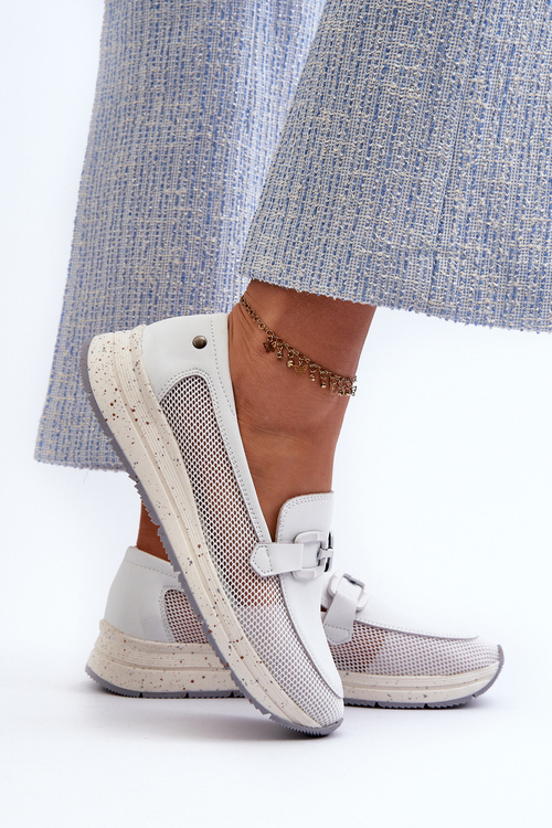 Damskie Skórzane Mokasyny D&A TW210 Białe