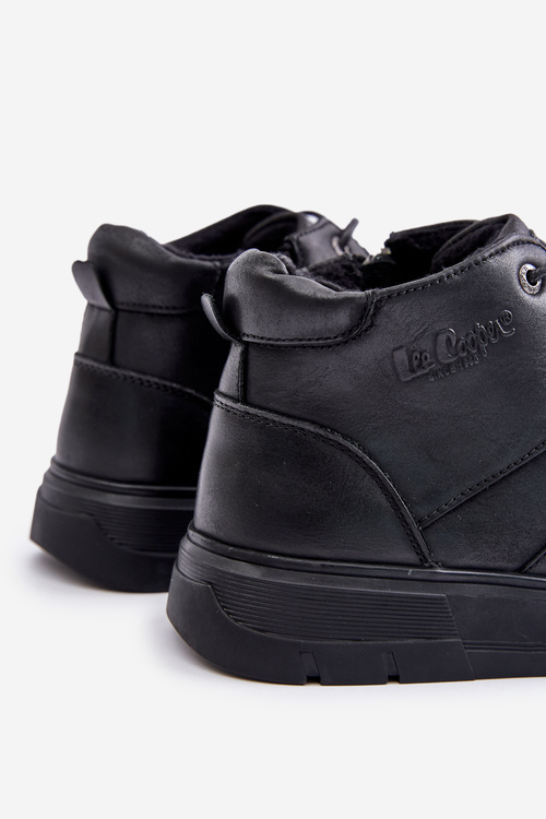 Skórzane Ocieplane Botki Sneakersy Męskie Lee Cooper LCJ-24-33-2913 Czarne