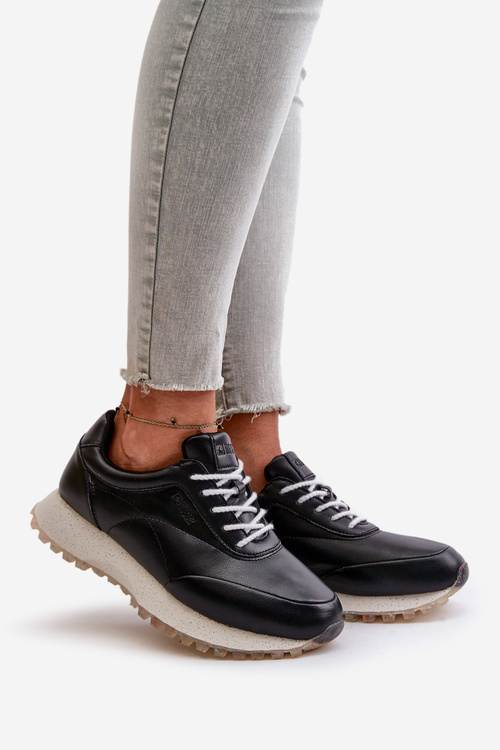 Damskie Sneakersy Buty Sportowe Z Eko Skóry Big Star OO274024 Hi-Poly System Czarne