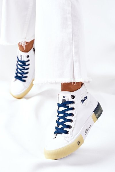 Skórzane Wysokie Trampki Big Star II274137 Białe