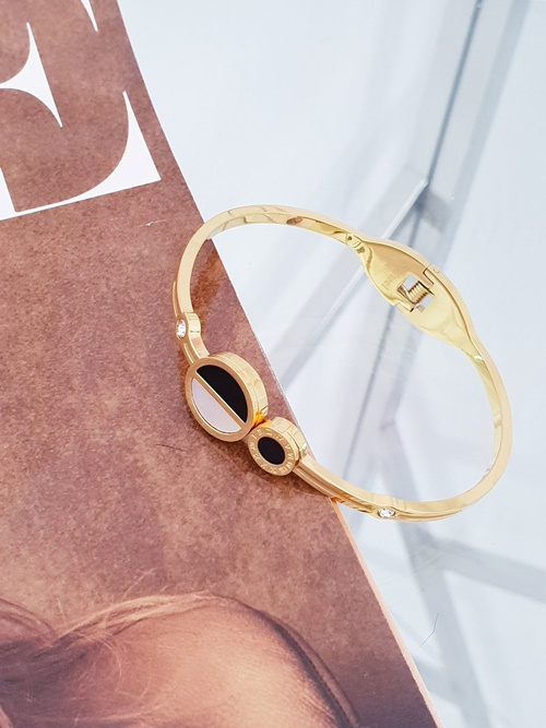 Damska Bransoleta Stalowa Cyrkonie Rzymskie Cyfry Złota Wega