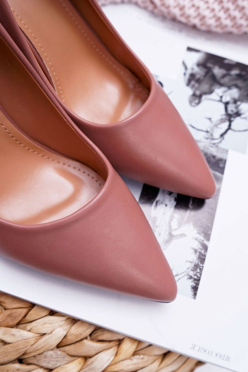 Czółenka Damskie Na Słupku Ciemny Róż Femmini