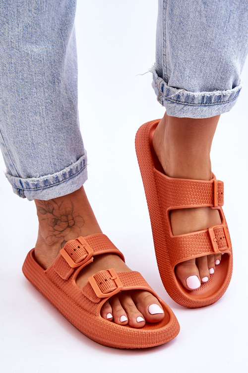 Damskie Piankowe Klapki Z Paskami Pomarańczowe Sharmen