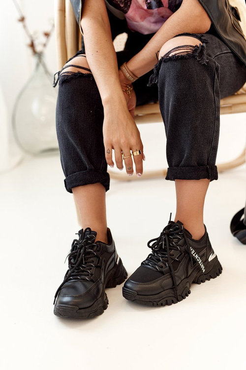 Damskie Sneakersy Na Masywnej Podeszwie Czarne Chunky