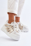 Zazoo 2F-7033 Sneakersy Na Masywnej Platformie Biało-Złote