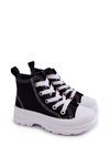 Dziecięce Wysokie Trampki Wiązane Czarno-Białe Freeze