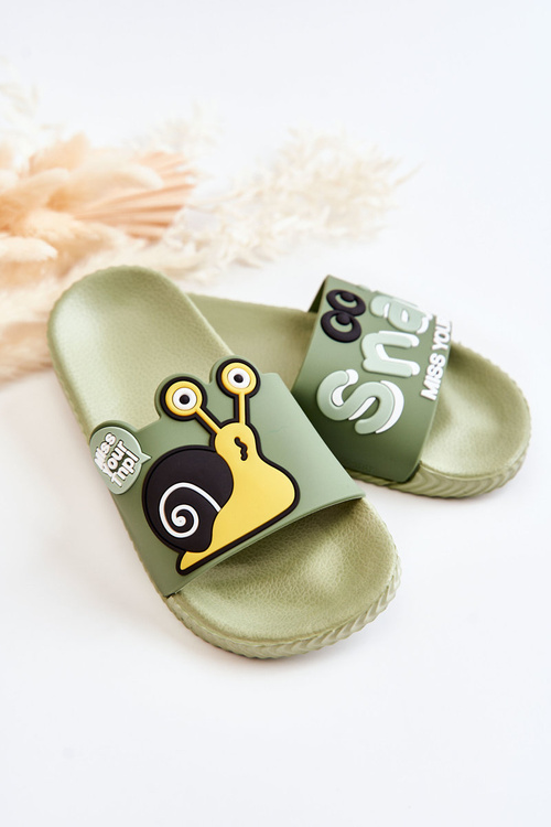 Lekkie Dziecięce Klapki Zielone Snail