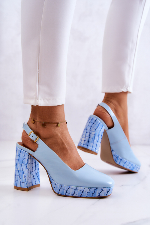 Czółenka Skórzane Maciejka 05441-06 Niebieskie