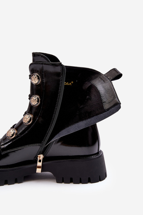 Damskie Ocieplane Botki Z Ozdobnymi Guzikami D&A MR870-51 Czarne