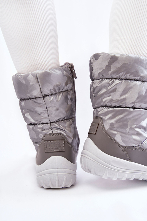 Damskie Wysokie Śniegowce Big Star KK274600 Szare