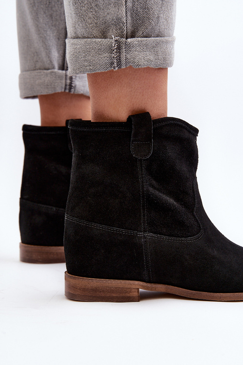 Zazoo 2326 Zamszowe Wsuwane Botki Damskie Czarne