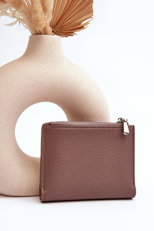 Damski Portfel Portmonetka Z Ekoskóry Jasnobrązowy Lazara