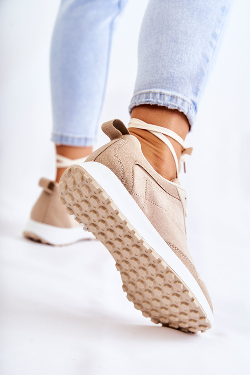 Damskie Zamszowe Buty Sportowe Beżowe Nayla