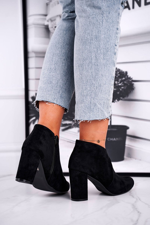 Botki Damskie Na Słupku Sergio Leone Czarne BT498