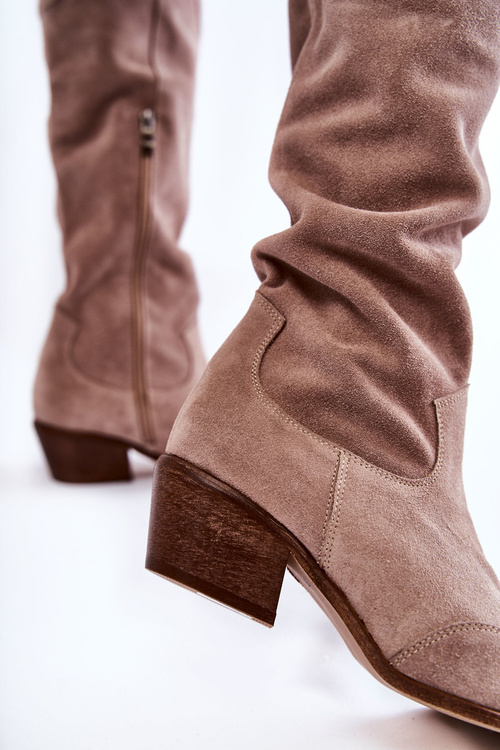 Damskie Kozaki Na Obcasie Lewski Shoes 3235 Cappucino