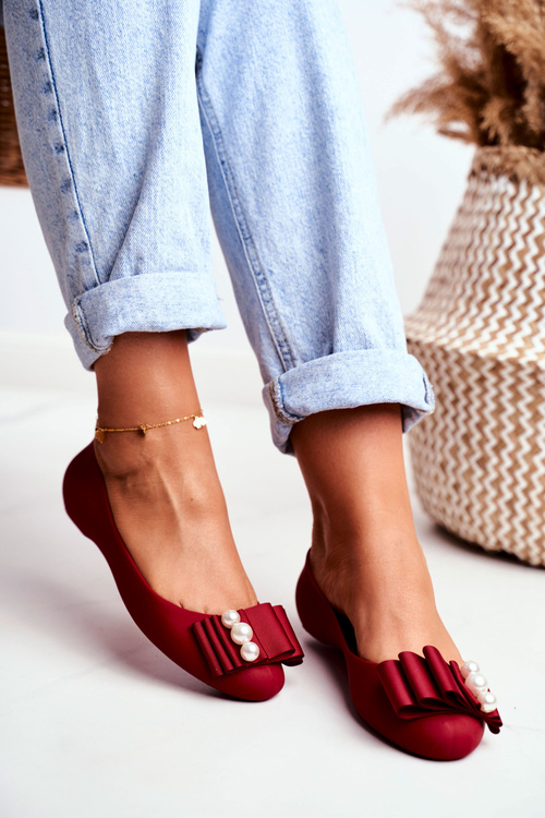 Gumowe Balerinki Meliski Kokardy Czerwone Joleen