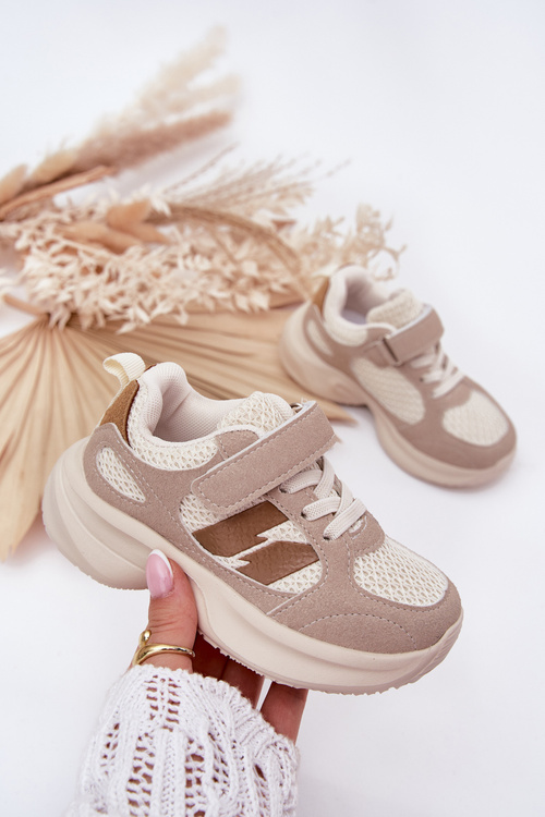 Buty Sportowe Sneakersy Dziecięce Na Rzep Beżowe Selinea