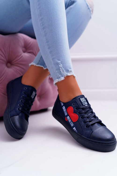 Trampki Damskie Big Star Granatowe z Sercem EE274258