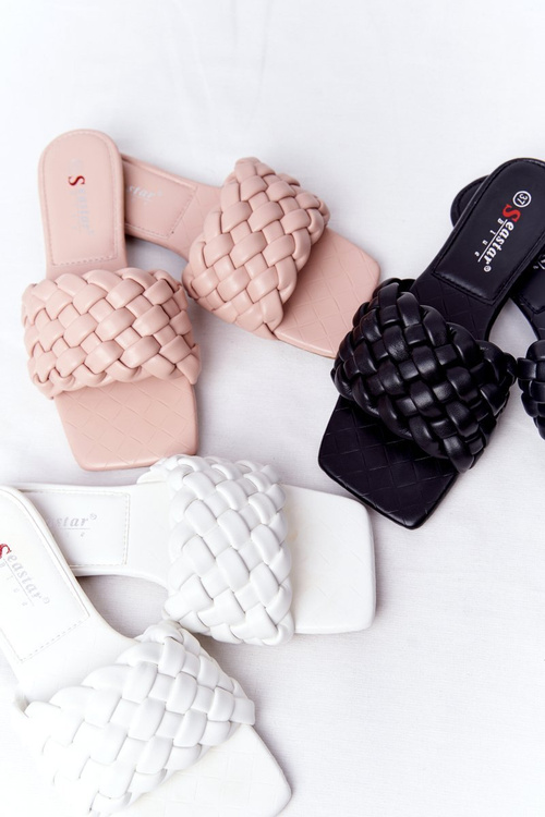 Damskie Plecione Klapki Beżowe Cheryl