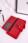 Duży Portfel Damski Z Dodatkowym Miejscem Na Karty Czerwony