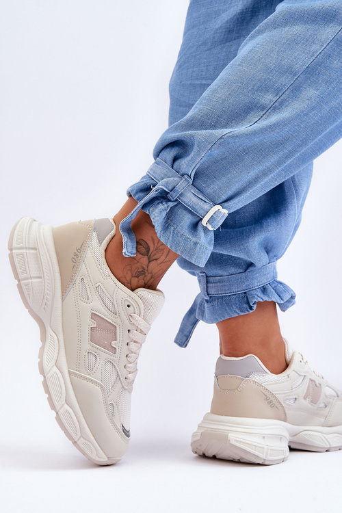 Modne Damskie Buty Sportowe Z Siateczką Beżowe Venice