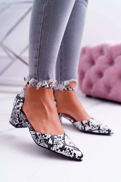 Sandały Damskie Na Słupku Skóra Węża Kehira