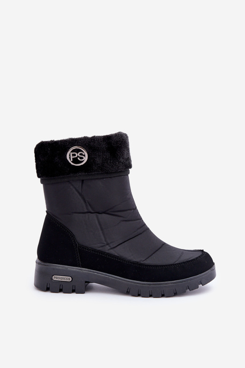 Damskie Modne Ocieplane Śniegowce Progress PROGJ-21-13 Czarne