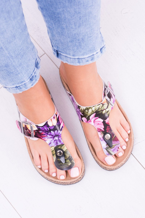 Damskie Japonki Klapki na Korku W Kwiaty Florines