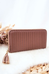 Duży Portfel Pikowany Z Paseczkiem Cappucino