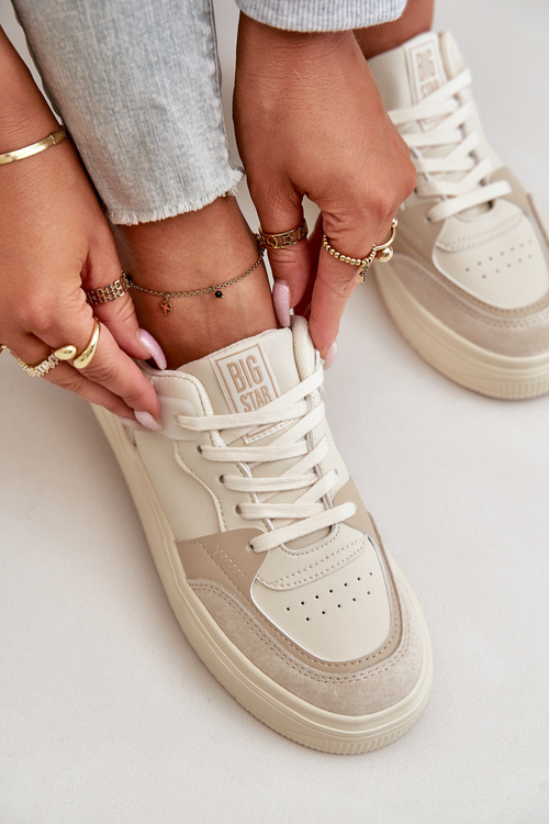 Damskie Niskie Sneakersy Z Eko Skóry Big Star OO274029 Beżowe