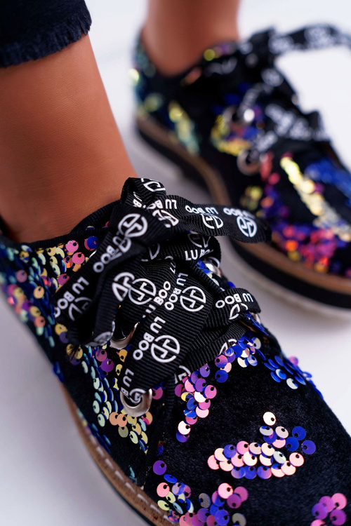 Damskie Półbuty Lu Boo Fioletowe Cekiny Moonlight