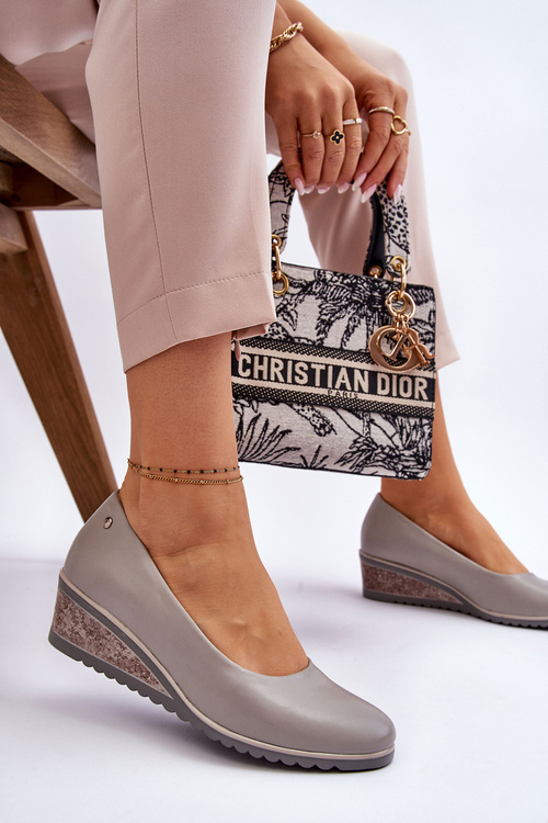 Klasyczne Czółenka Na Koturnie Szare Graysen