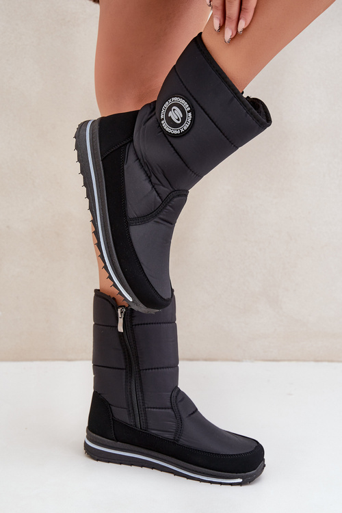 Damskie Śniegowce Na Zamek Progress PROGJ-21-09 Czarne