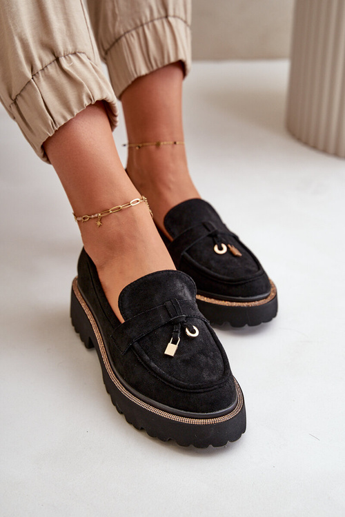 Damskie Mokasyny Eko Zamszowe Ze Zdobieniem Czarne Verindalle