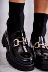 Damskie Botki Ze Skarpetą Wsuwane Czarne Sofia