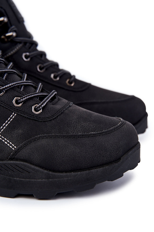 Męskie Ocieplane Botki Trapery Czarne Allan