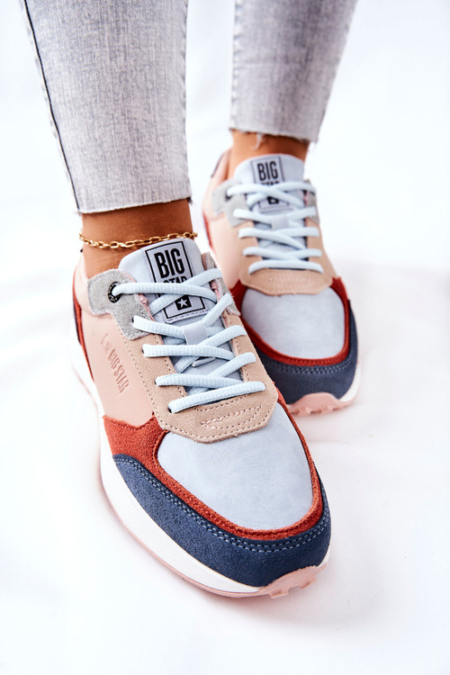 Buty Sportowe Memory Foam Big Star II274401 Beżowo-Niebieskie