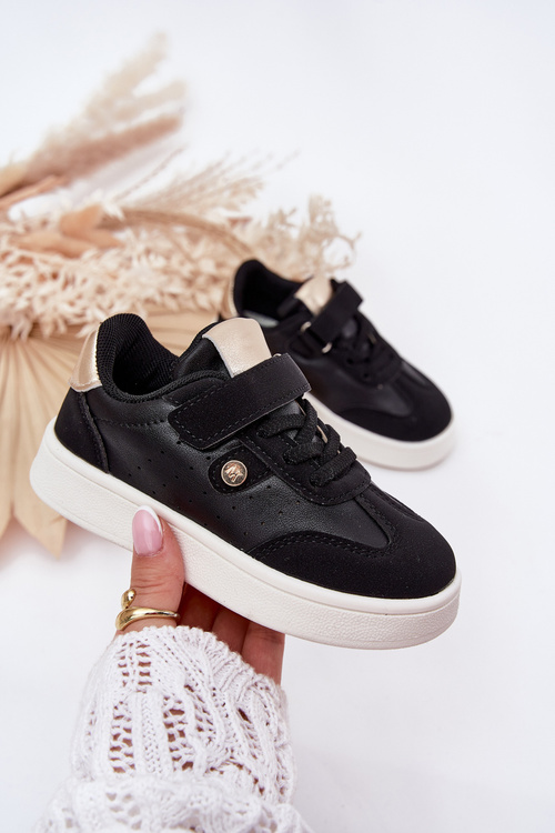 Buty Sportowe Sneakersy Dziewczęce Na Rzep Czarne Zarina