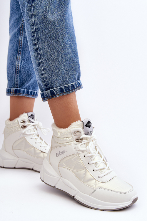 Ocieplane Botki Damskie Na Platformie Lee Cooper LCJ-23-44-1983L Białe
