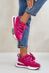 Zamszowe Sneakersy Damskie Na Platformie Z Grubym Sznurowaniem Artiker 55C0086 Fuksja