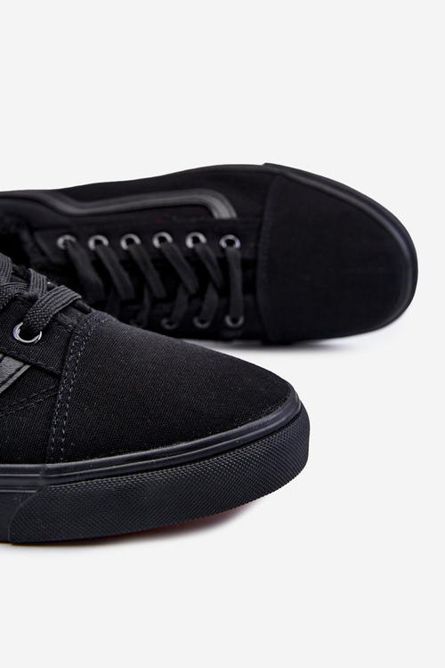 Męskie Materiałowe Trampki Ocieplane Czarne Harry