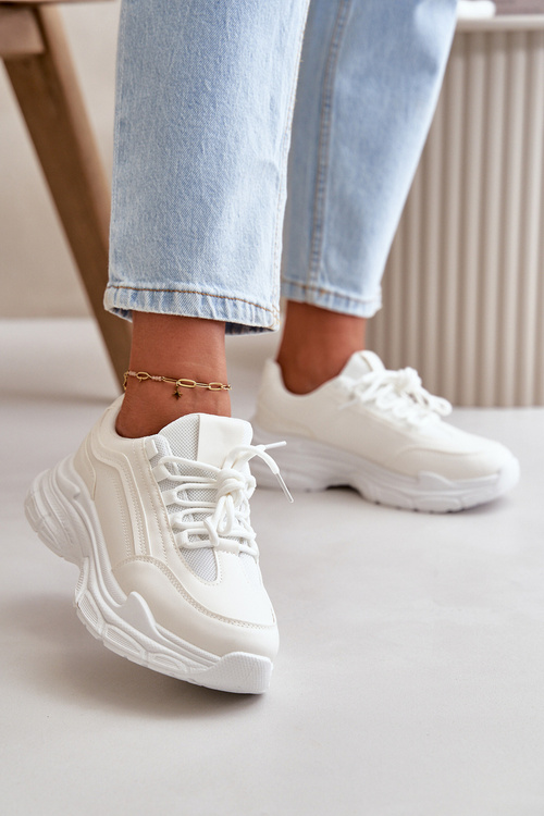 Sneakersy Buty Sportowe Damskie Na Grubej Podeszwie Białe Lerila