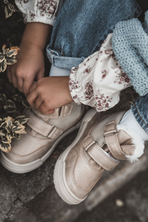 Dziecięce Ocieplane Botki Na Rzepy Big Star KK374189 Beżowo-Złote