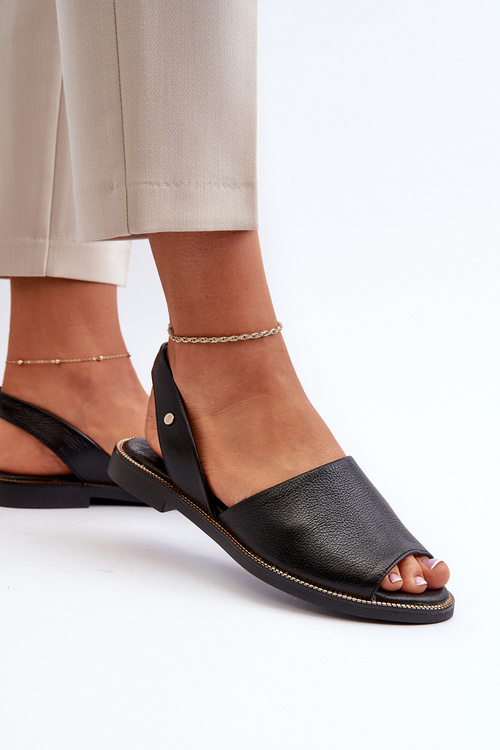 Skórzane Wsuwane Sandały Czarne Lemar Alivia