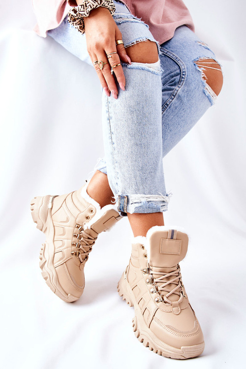 Damskie Ocieplane Trapery Beżowe Hareshaw