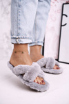 Damskie Klapki Papcie Futrzane Szare Cozy Time