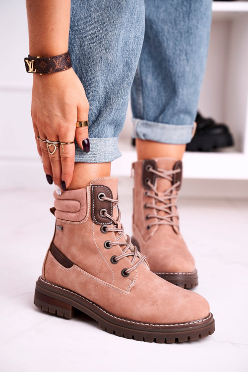 Damskie Ocieplane Workery Trapery Różowe Timber