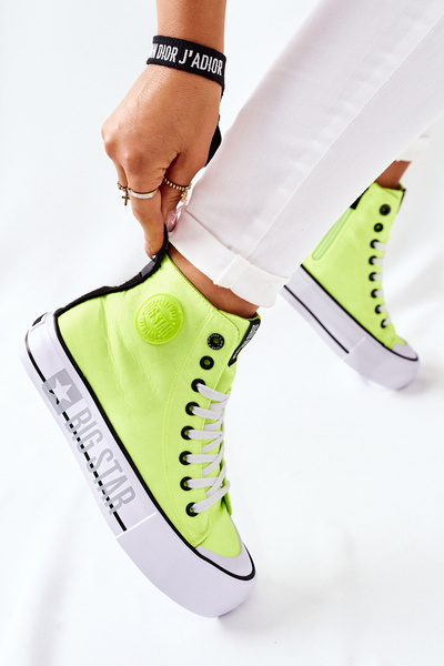 Wysokie Trampki Na Platformie Big Star II274015 Neonowe Żółte