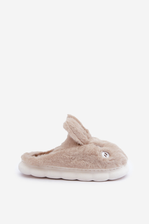 Futrzane Kapcie Z Motywem Króliczka Beżowe Natasha